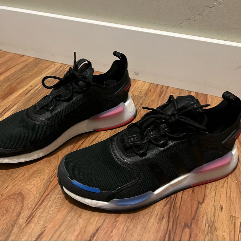 Adidas NMD R1 V3. Black, white, red and blue accents. Size 10